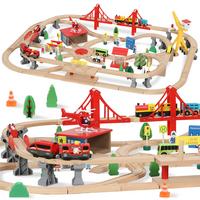 HOLZEISENBAHN-SET Buchenholz Metall Mehrfarbig - Multicolor, Holz (80/24/120cm) - AIYAPLAY