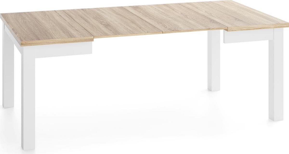 ESSTISCH Toren Weiß ausziehbar verlängerbar quadratisch, Eiche Sonoma Hellbraun 80-180/80/76.5 cm - Weiß/Sonoma Eiche, Holz/Holzwerkstoff (80/180/76.5cm) - WFL GROUP