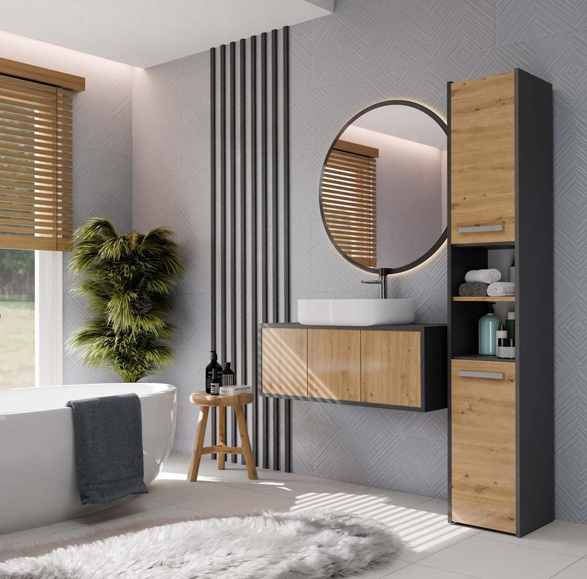 BADEZIMMERSCHRANK Anthrazit, Artisan 30/170/30 - Anthrazit, Holzwerkstoff (30/170/30cm) - RAUMHIRSCH FURNITURE
