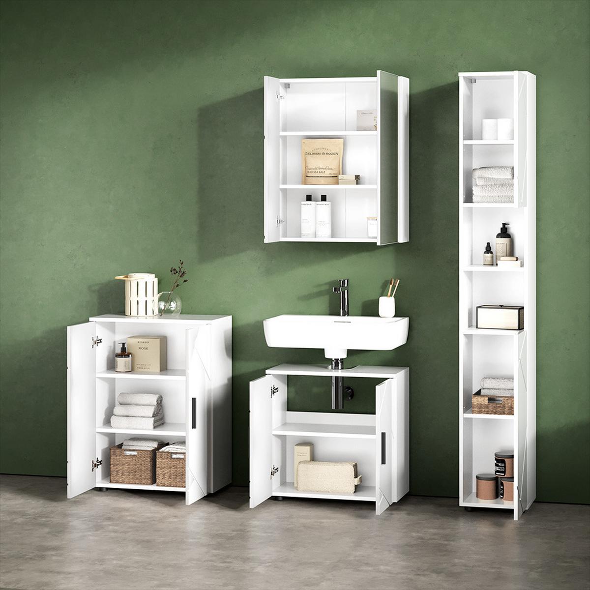 SPIEGELSCHRANK Ronco Weiß Hochglanz/Weiß 60 x 75 cm - Weiß Hochglanz/Weiß, Holzwerkstoff (60/75/17.2cm) - Livinity®