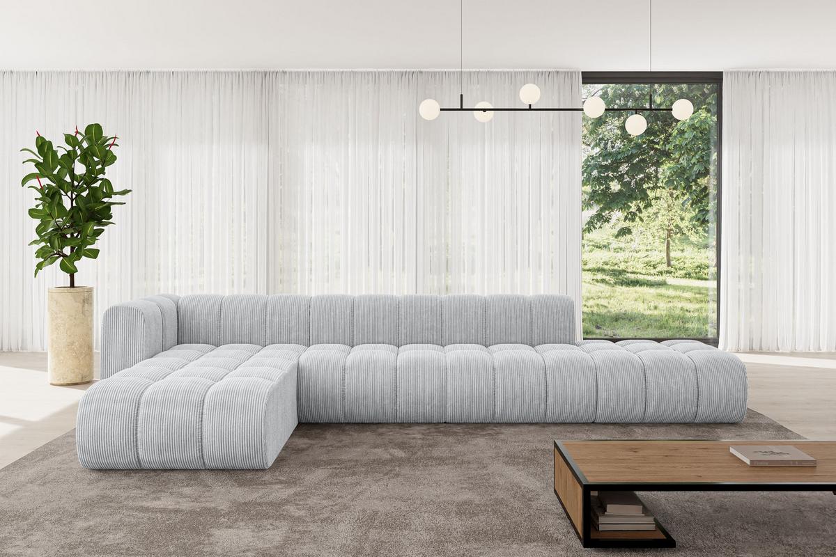 ECKSOFA modulares Sofa Zuvon-L2 - 387x177x70 cm Grau - Grau, Holzwerkstoff/Textil (387/177cm) - ALTDECOR