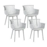 GARTENSTUHL 4er-Set Kunststoff hellgrau Pesaro - Grau, Kunststoff (58/84/45cm) - Beliani