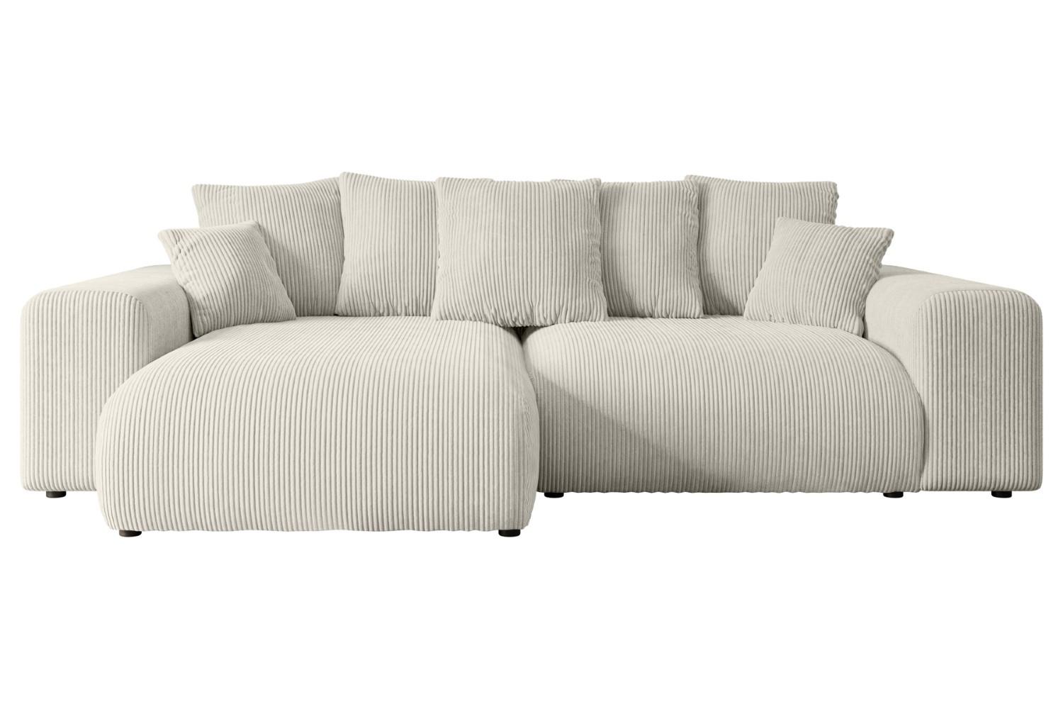 ECKSOFA Ottomane links ESKAR-L 266x176x72 Creme Cord - Ecru/Creme, Holzwerkstoff/Kunststoff (266/176cm) - ALTDECOR