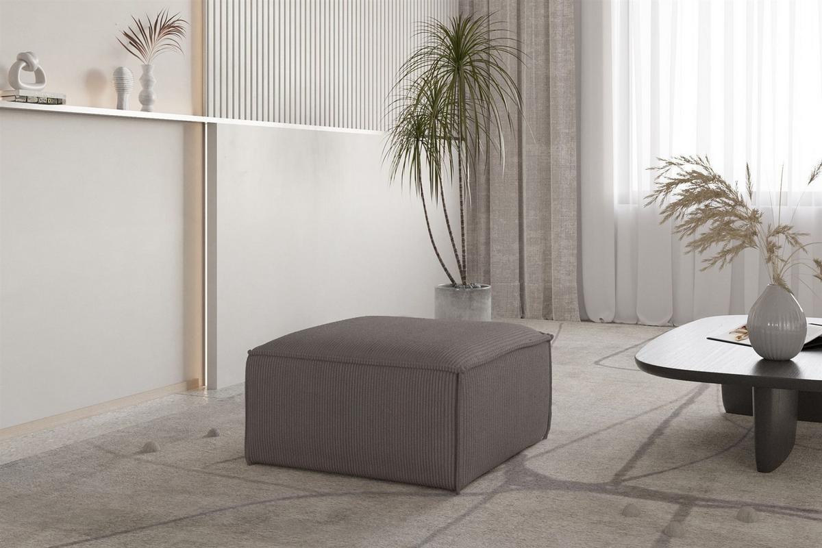 POLSTERHOCKER Celes Premium 65x65cm - Taupe, Holzwerkstoff/Textil (65/40/65cm) - Fun Möbel