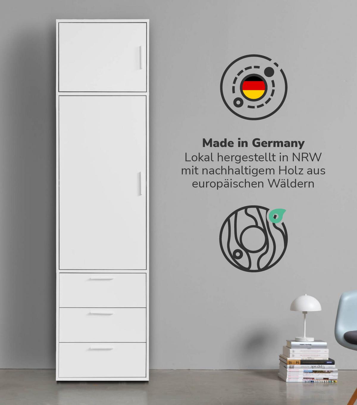 KLEIDERSCHRANK Der Grenzenlose - Weiß, Holzwerkstoff (60/234/58cm) - Mokebo