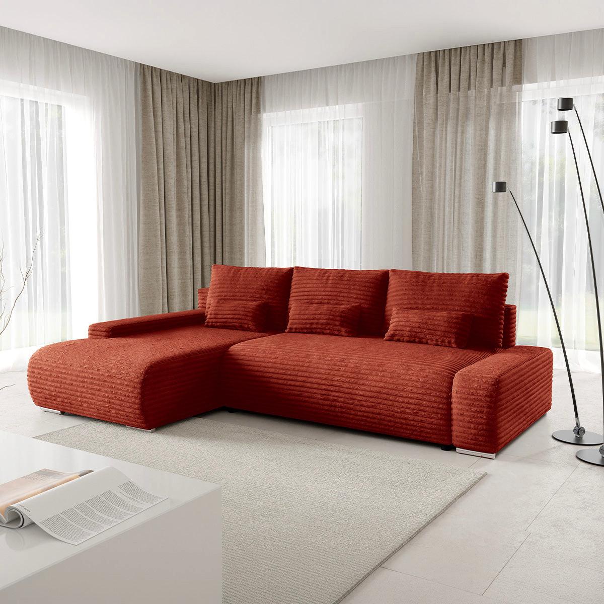 ECKSOFA Ivana 3 Sitzplätze Terracotta - Orange, Holz (265/172cm) - Petits-meubles