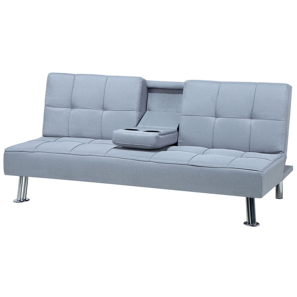 3-SITZER-SCHLAFSOFA Polsterbezug Hellgrau Roxen - Hellgrau, Textil (168/77/81cm) - Beliani