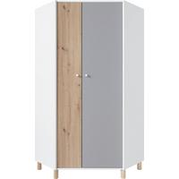 DREHTÜRENSCHRANK SANNIO 90/190/90cm 2-türig Weiß - Weiß/Grau, Holzwerkstoff (90/190/90cm) - MASSENO