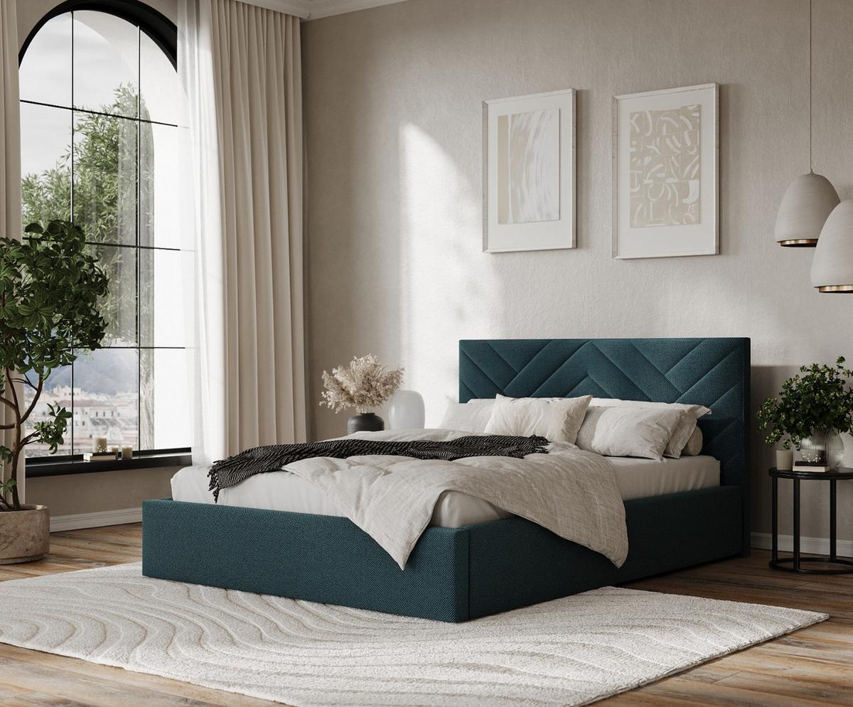 POLSTERBETT Arco 140/200 cm Türkis im Inari Stoff - Türkis/Schwarz, Holz/Holzwerkstoff (140/200cm) - AltaBeds