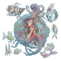 WANDAUFKLEBER 100x112cm - Unterwasser-Meerjungfrauen - Multicolor, Kunststoff (100/112/0.1cm) - Wallfluent