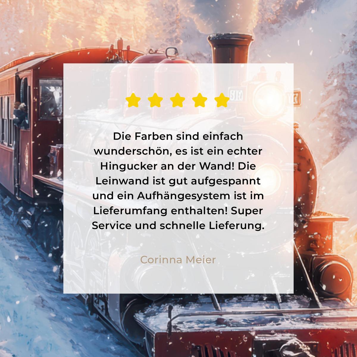 LEINWANDBILD Weihnachtszug - Schnee - Winter - Weihnachten Room Decor 30x40 cm - Dunkelrot, Textil (30/40cm) - MuchoWow