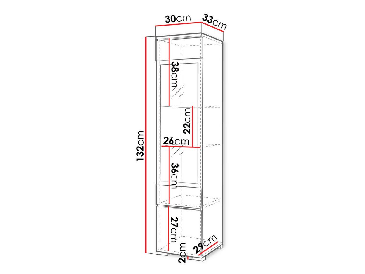 HÄNGEVITRINE Vera 002 mit LED Beleuchtung - Weiß Hochglanz/Alufarben, Holzwerkstoff/Kunststoff (30/130/33cm) - MIRJAN24