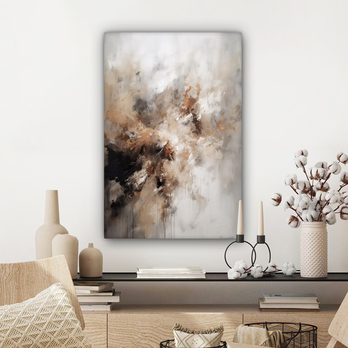 LEINWANDBILD Farbe - Abstrakt - Beige - Kunst Wanddeko 40x60 cm - Greige, Textil (40/60cm) - MuchoWow