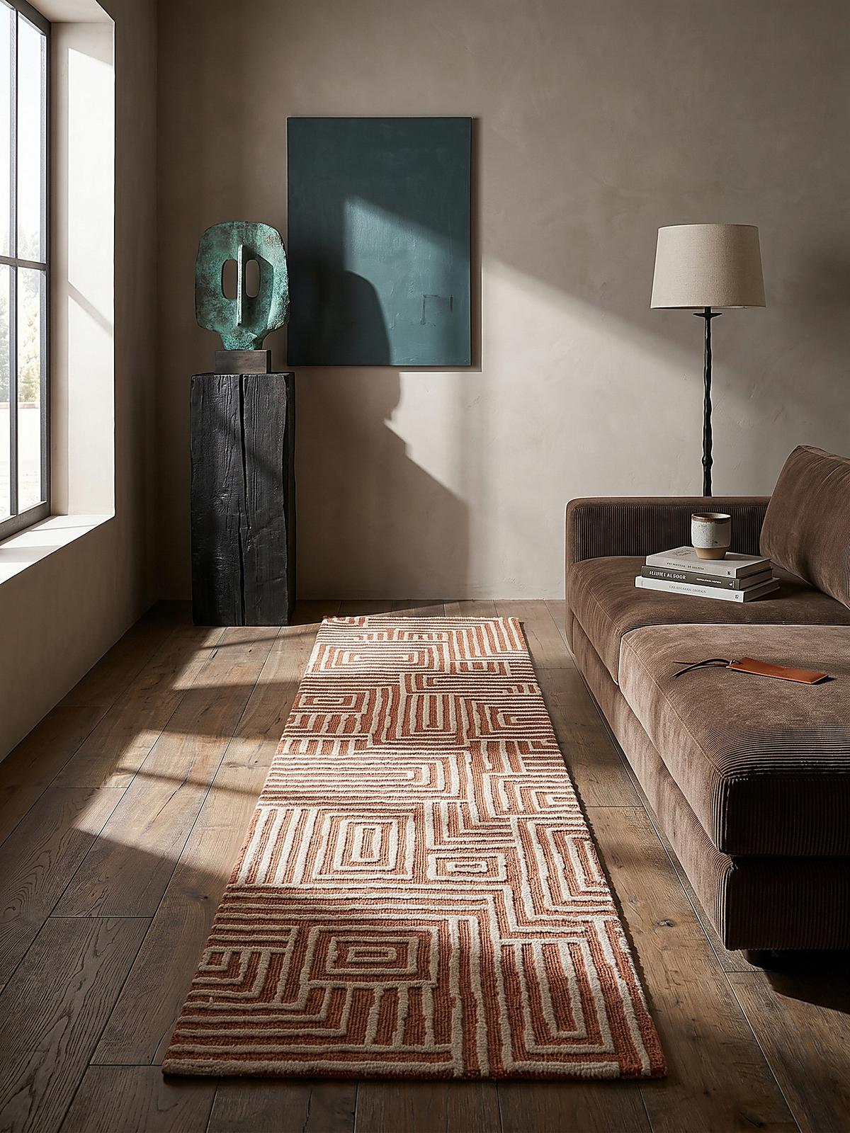 TEPPICH ARLEN, geometrisch, Terrakotta, 80 x 300 cm - Orange, Textil (300/80cm) - KADIMA DESIGN