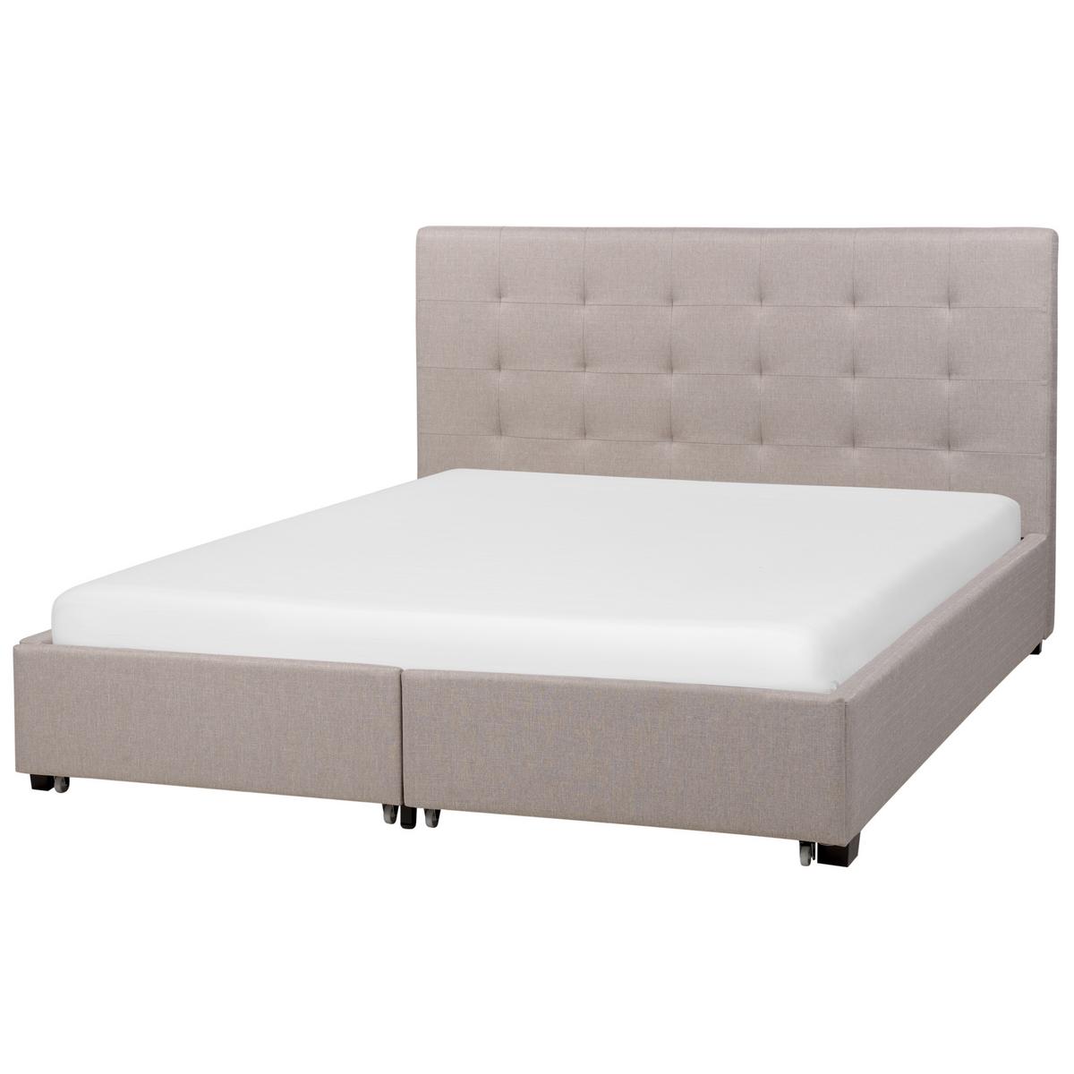 BETT 160/200 cm Hellgrau La Rochelle - Hellgrau/Schwarz, Textil (160/200cm) - Beliani