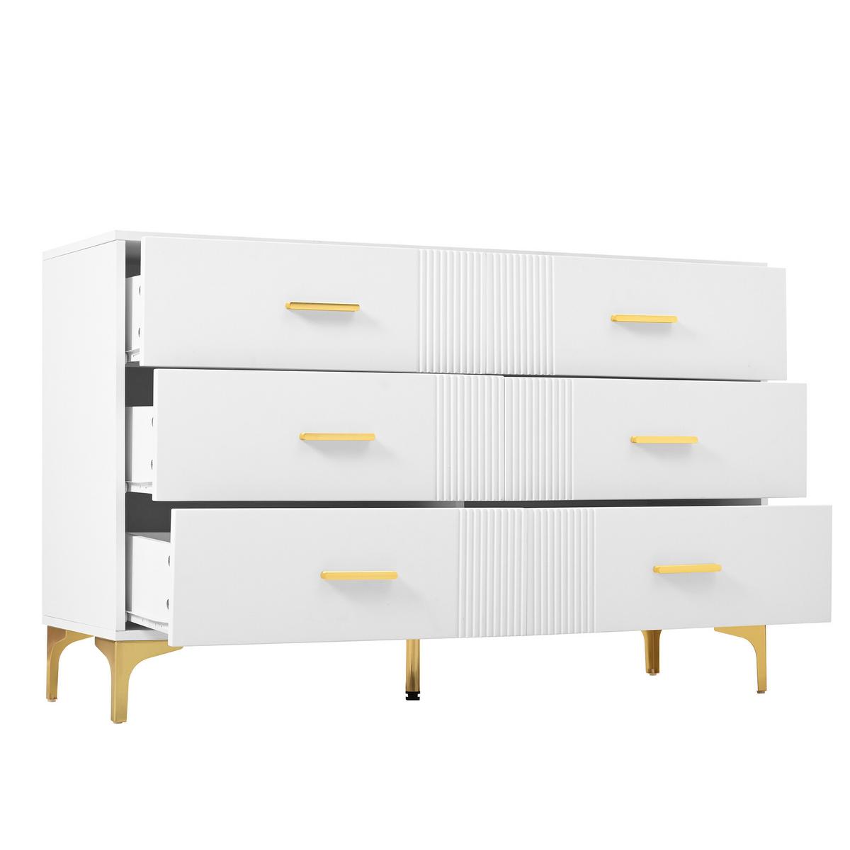 SIDEBOARD mit 6 Schubladen Weiß - Weiß, Holzwerkstoff (40/76/120cm) - Urban Meuble