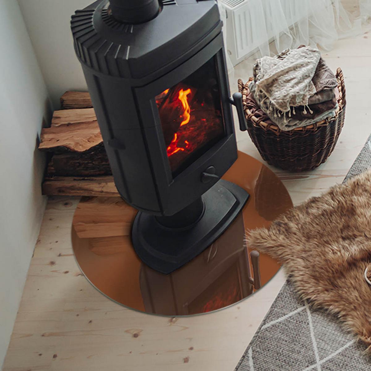 GLASPLATTE für Kamin Ø 60 cm - Braun, Glas (60/60/0.4cm) - TULUP