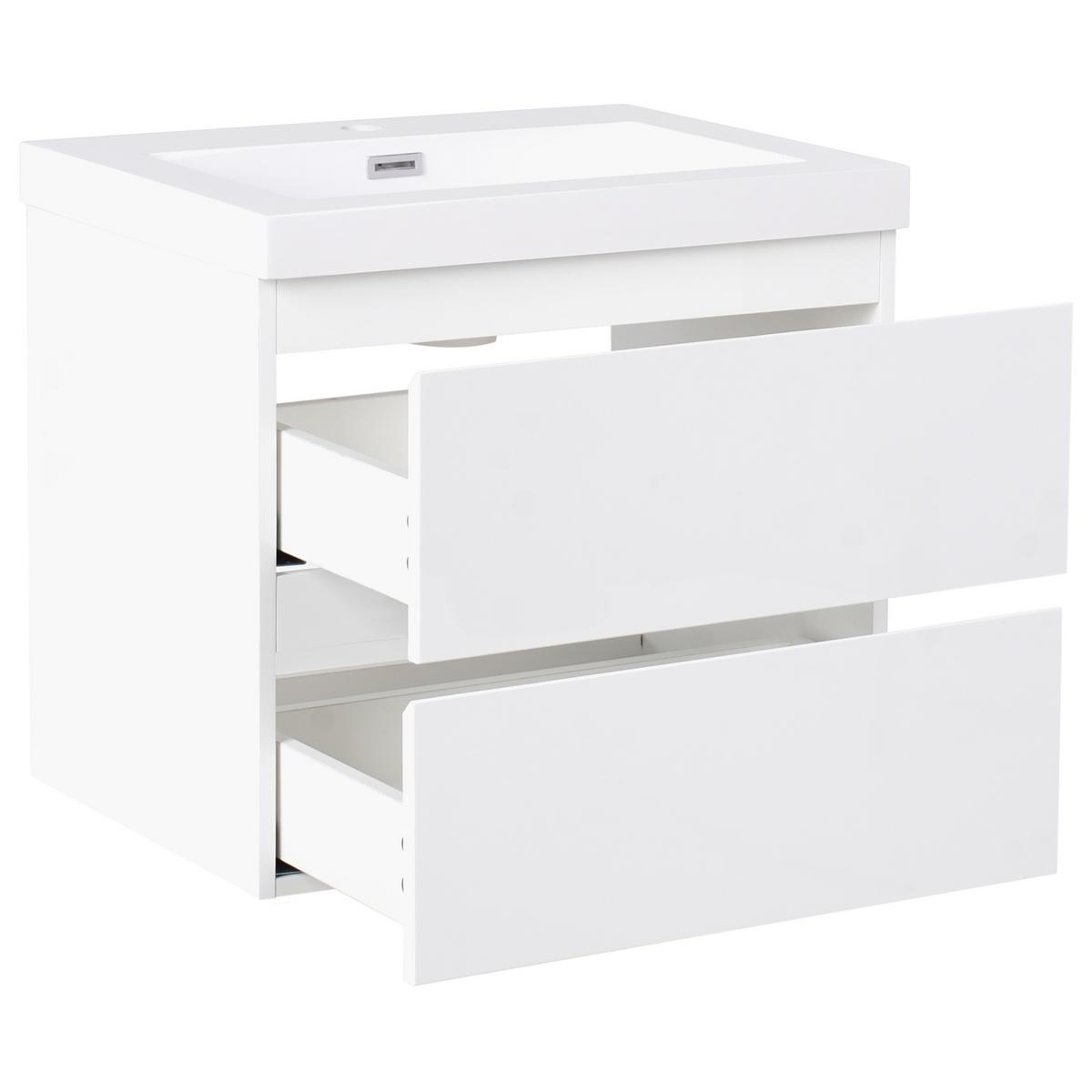 WASCHBECKENUNTERSCHRANK wandmontiertk mit Waschbecken Weiß Cardiel - Weiß, Holzwerkstoff (60/55/46cm) - Beliani