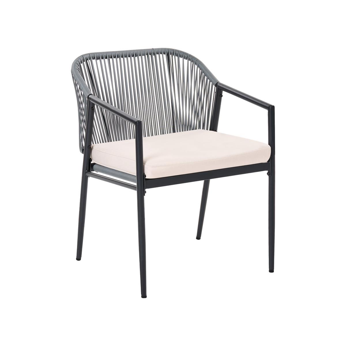 LOUNGE-SET mit Tisch 4-Sitzer Polyrattan Schwarz Flero - Dunkelgrau/Beige, Kunststoff - Beliani