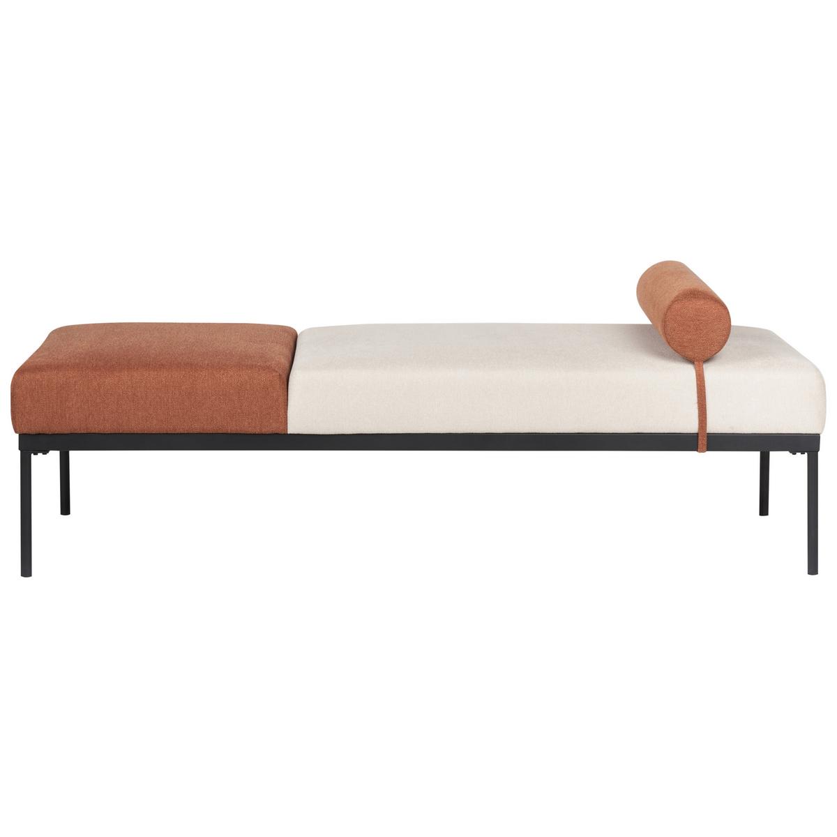 CHAISELONGUE Kunstleinen Goldbraun Malmos - Beige/Goldfarben, Textil (172/47/73cm) - Beliani