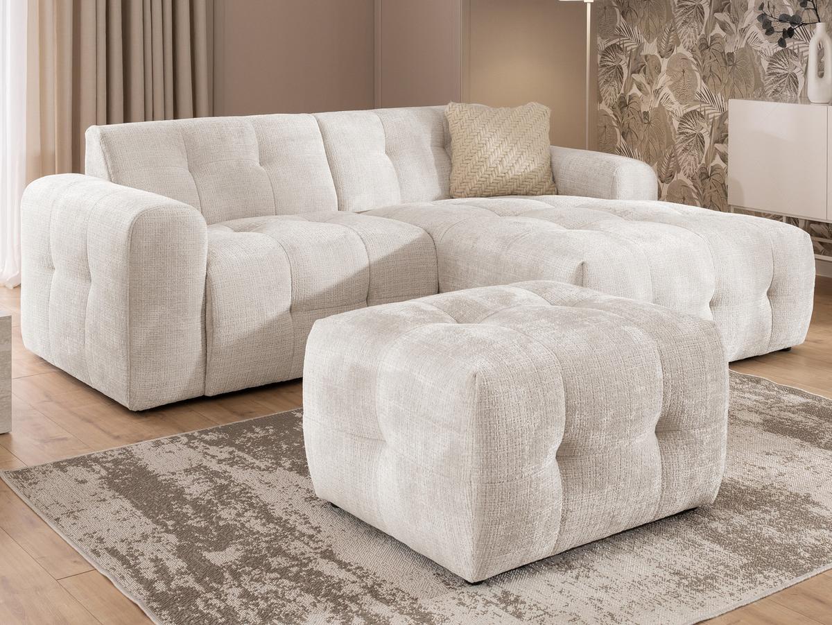POLSTERHOCKER mit raffinierten Steppungen, zu passendem Sofa, Wellenunterfederung, Chenille-Bezug Beige / 21053 - Beige/Schwarz, Kunststoff/Textil (87/46/68cm) - luma-home