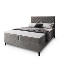 BOXBETT ROKIS 180x200 cm mit Matratze und Topper - Grau - Grau, Holz (180/200cm) - MASSENO