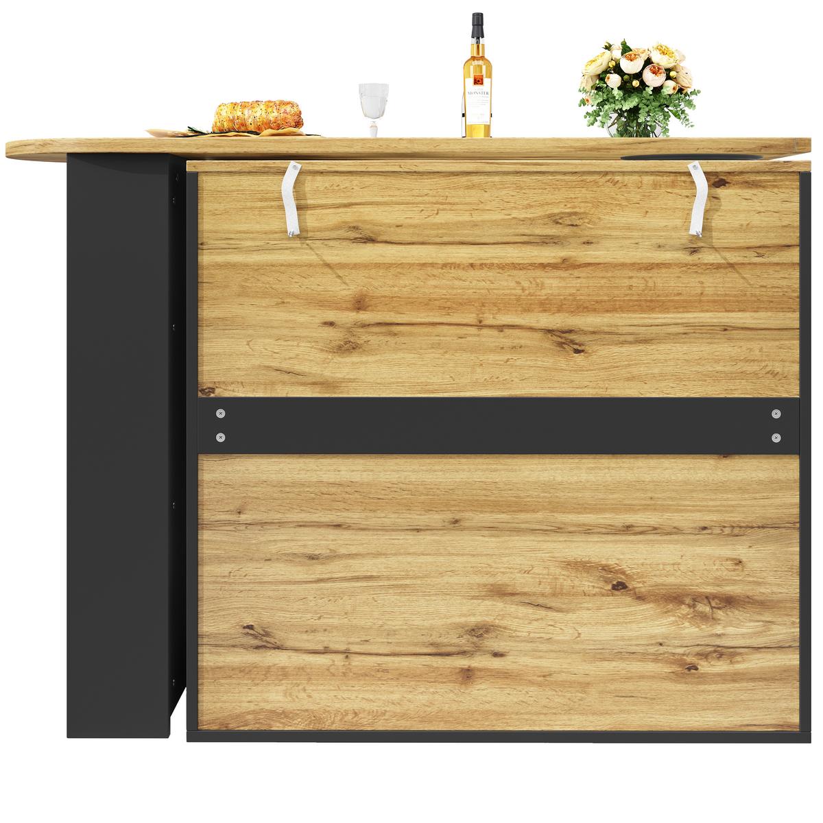 BARTISCH Schwarz 360° Drehbar Ausziehbar Stehtisch mit Stauraum - Schwarz, Holzwerkstoff (73/137.9/92.5cm) - Urban Meuble