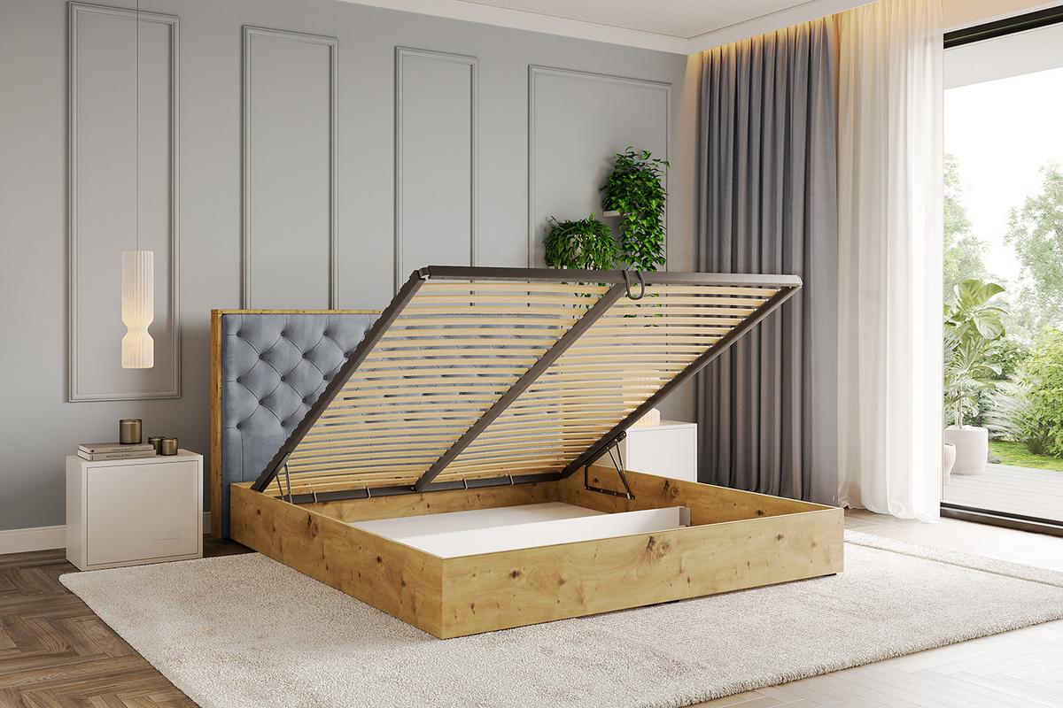 POLSTERBETT mit Bettkasten und Lattenrost, Bett mit Matratze H3/H4 - ENZO3 180x200 Grau - Grau, Holzwerkstoff/Textil (180/200cm) - ALTDECOR