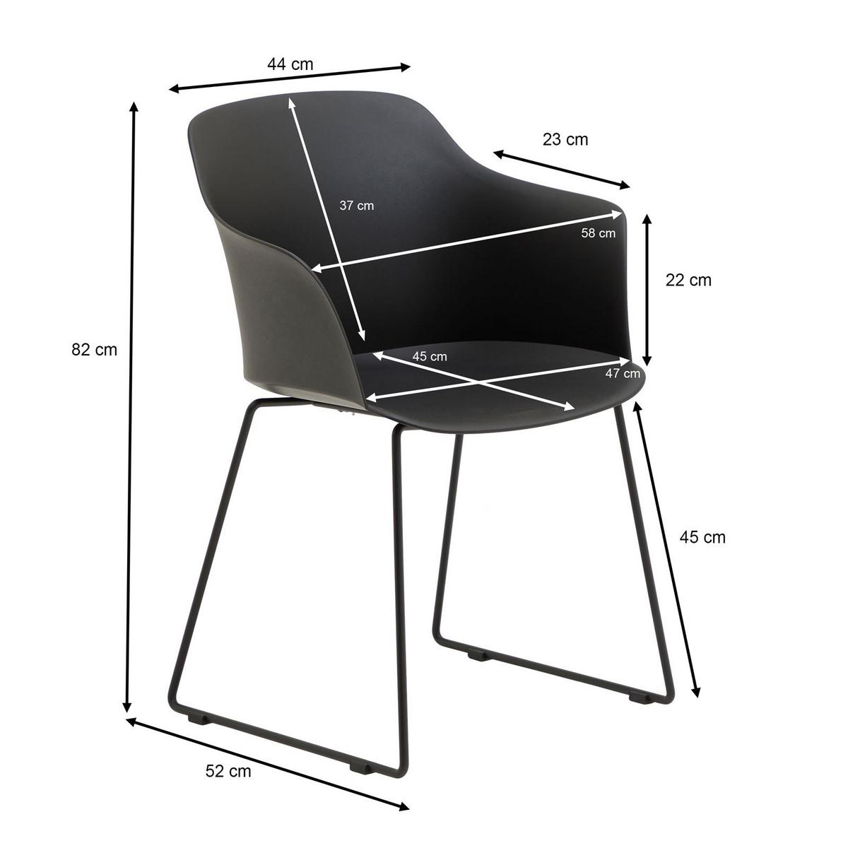 GARTENSTÜHLE FORO 4er-Set schwarz - Schwarz, Textil (58/82/52cm) - IDIMEX