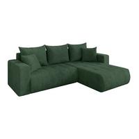 ECKSOFA mit Schlaffunktion Ottomane Rechts MILA-L 277x194x86 Grün Cord - Dunkelgrün/Schwarz, Holzwerkstoff/Kunststoff (277/194cm) - ALTDECOR