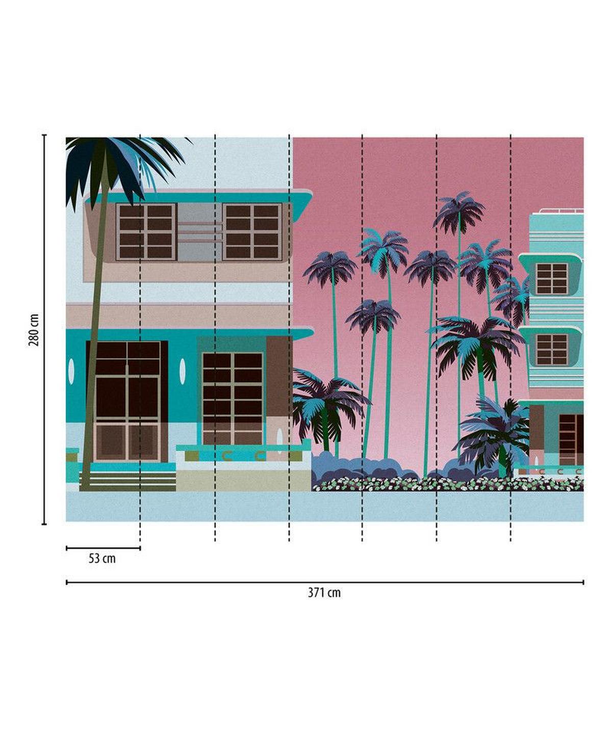 VLIESTAPETE Blau 371/280 cm - Blau/Pink, Textil (371/1cm) - KUNSTLOFT