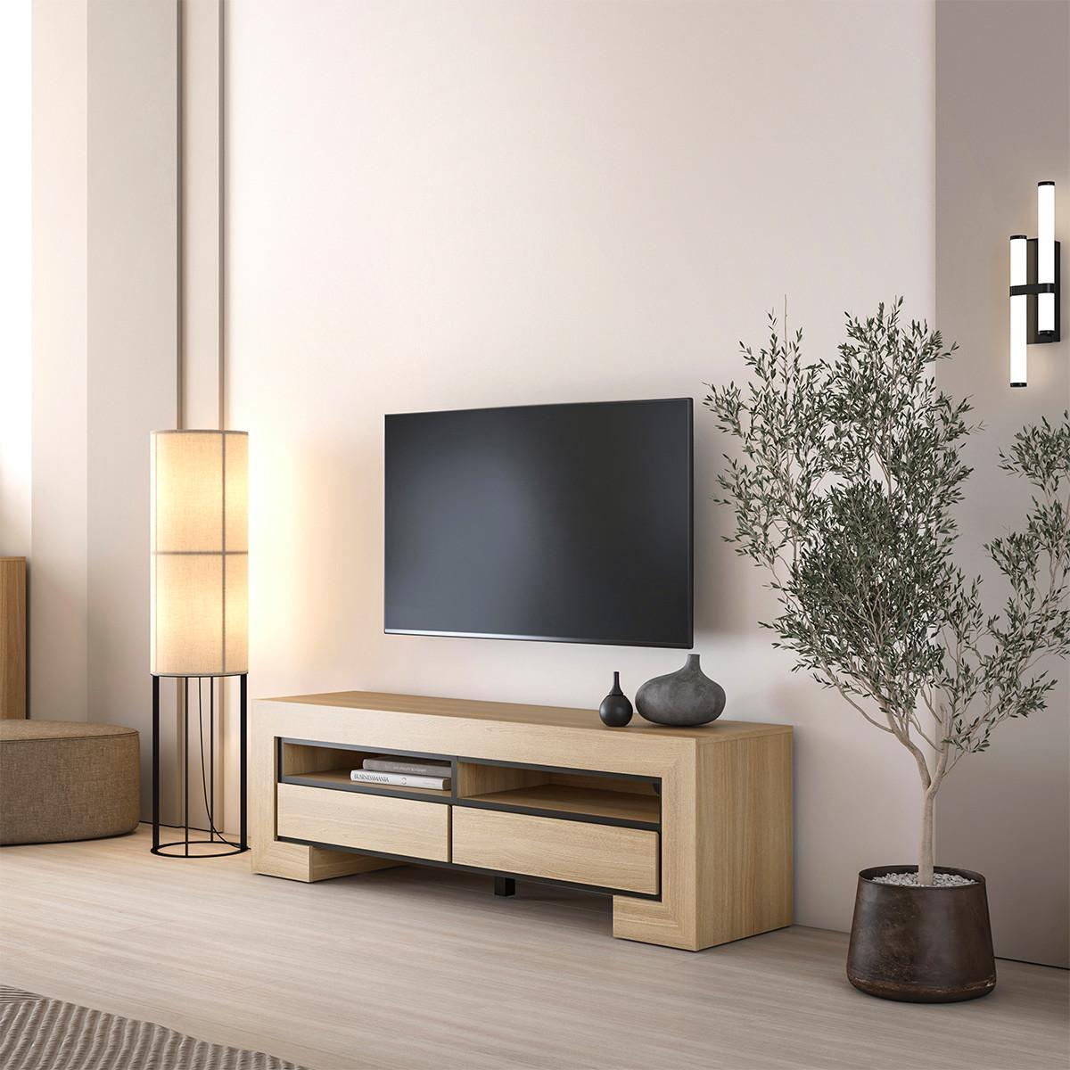 TV-MÖBEL Lucius Holz und Schwarz - Schwarz, Holzwerkstoff (160/50.5/41cm) - Petits-meubles