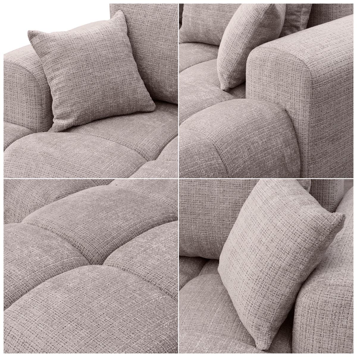 ECKSOFA MILANO Rechts mit Schlaffunktion und Bettkasten Grau-Braun - Graubraun, Kunststoff/Textil (265/145cm) - Idohome