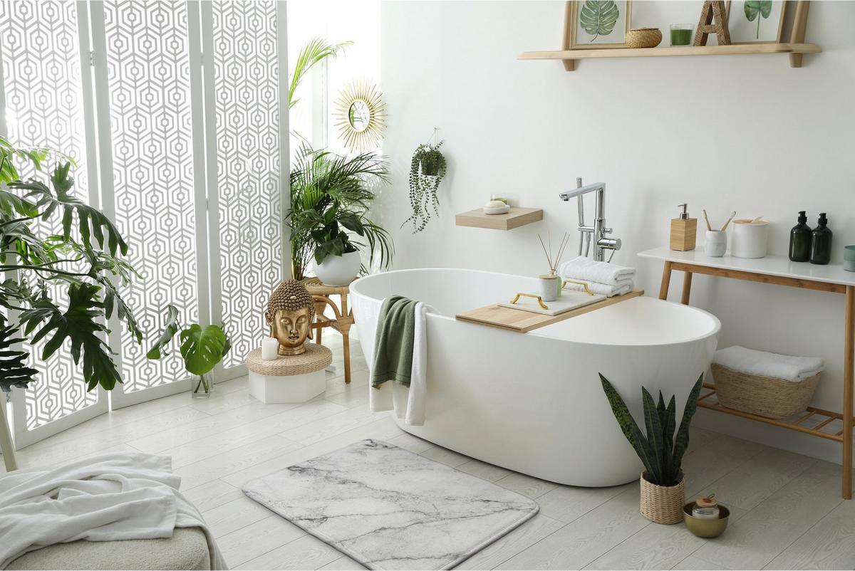 BADTEPPICH 90x60 cm Weißer Marmor - Grau, Textil (90/60cm) - TULUP
