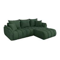 ECKSOFA mit Schlaffunktion Ottomane Rechts TOKO-L-v1 277x194x86 Grün Cord - Dunkelgrün/Schwarz, Holzwerkstoff/Kunststoff (277/194cm) - ALTDECOR