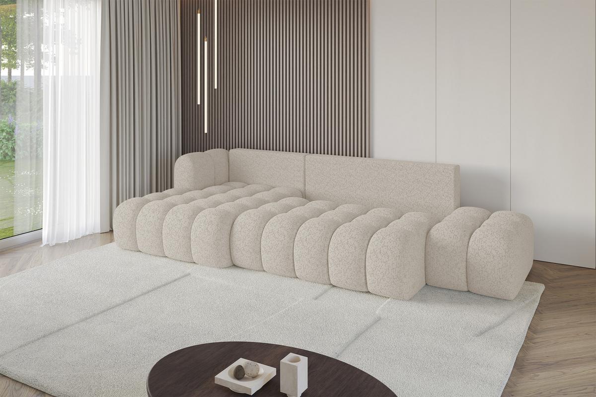 ECKSOFA mit Schlaffunktion Ottomane Links OLEA-L2 321x164x75 Beige Tissu - Schwarz/Sahara, Holzwerkstoff/Kunststoff (321/164cm) - ALTDECOR