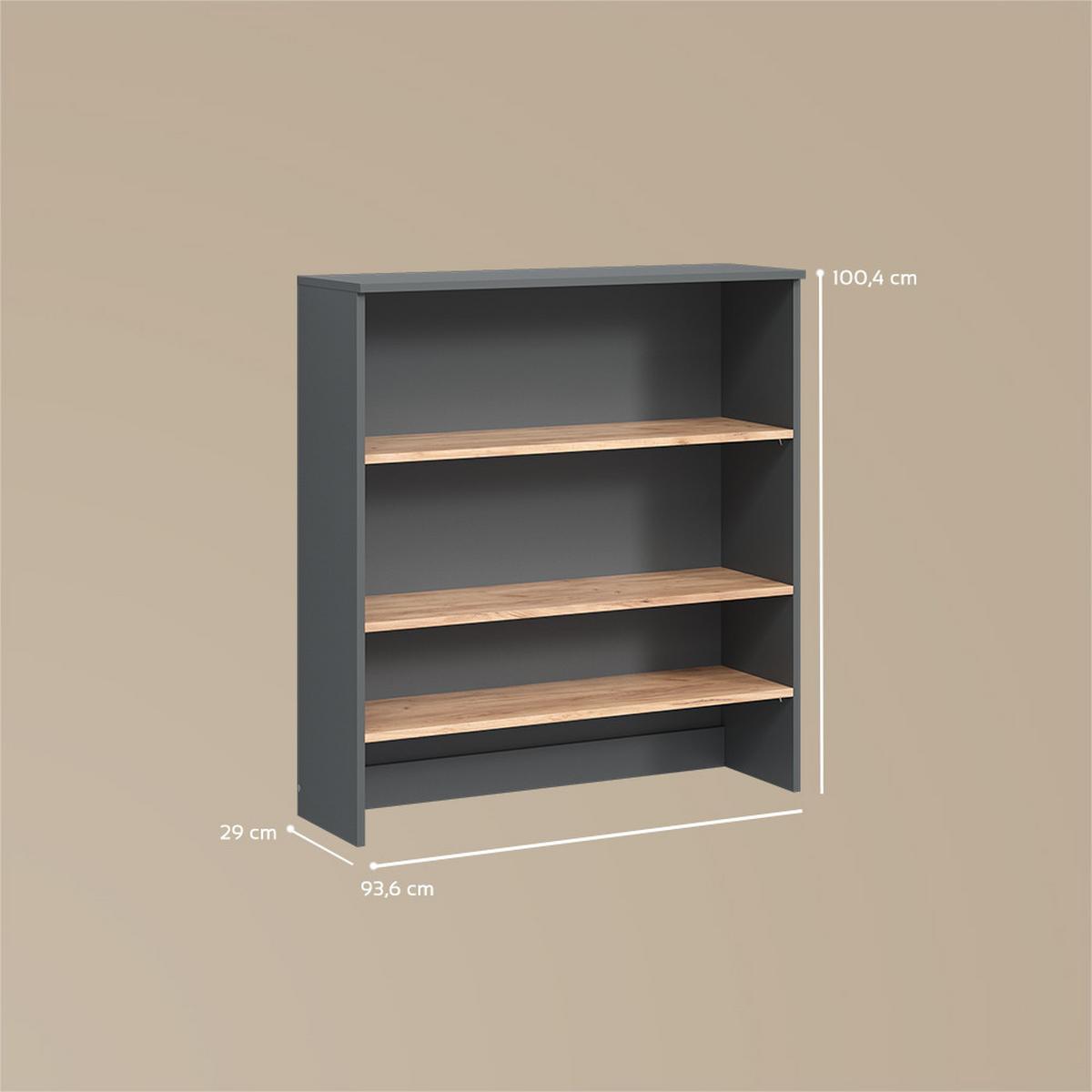 WASCHMASCHINENSCHRANK Paolina Anthrazit/Goldkraft Eiche 93.6 x 100.4 cm mit offenen Regalen - Honigeiche/Anthrazit, Holzwerkstoff (93.6/100.4/29cm) - Livinity®