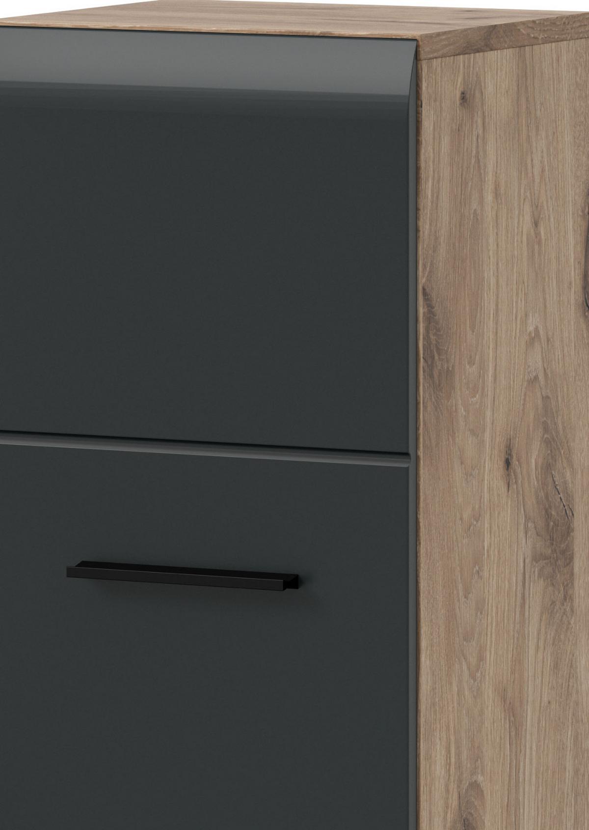 MIDISCHRANK schwarz matt, Eiche, Bad Kommode hängend / stehend 30 cm - Eichefarben/Schwarz, Holzwerkstoff/Kunststoff (30/106/30cm) - Inn.Furn