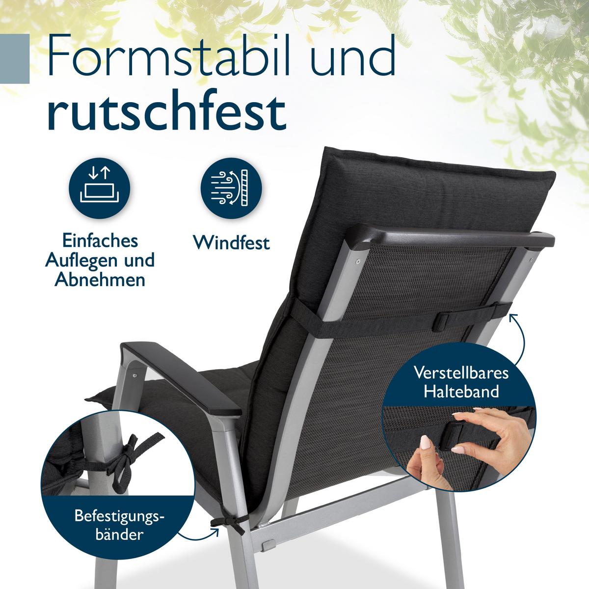 NIEDERLEHNER Sun-NL 105x50x8cm Anthrazit (3tlg) - Anthrazit, Textil (50/100cm) - Beautissu 