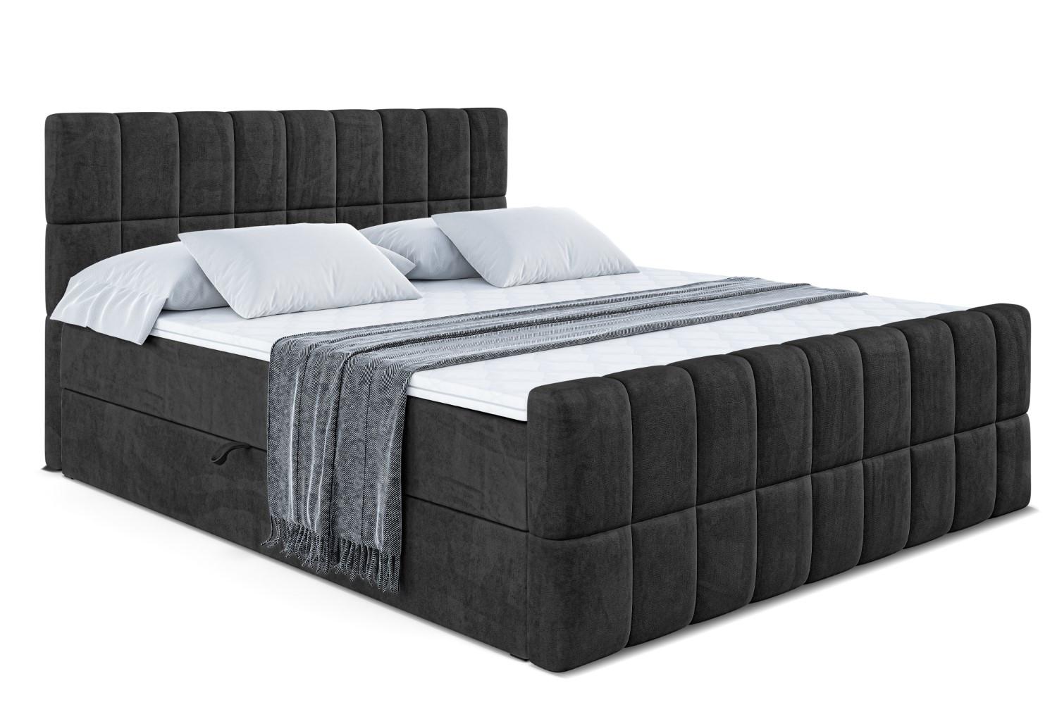 BOXBETT MIAMI-Z - 140x200 cm - H3 - Schwarz - Schwarz, Holzwerkstoff (140/200cm) - ALTDECOR