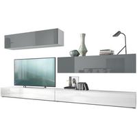 WOHNWAND Nublo Klappen in Grau Hochglanz - Grau, Holzwerkstoff (279/147/39cm) - Vladon