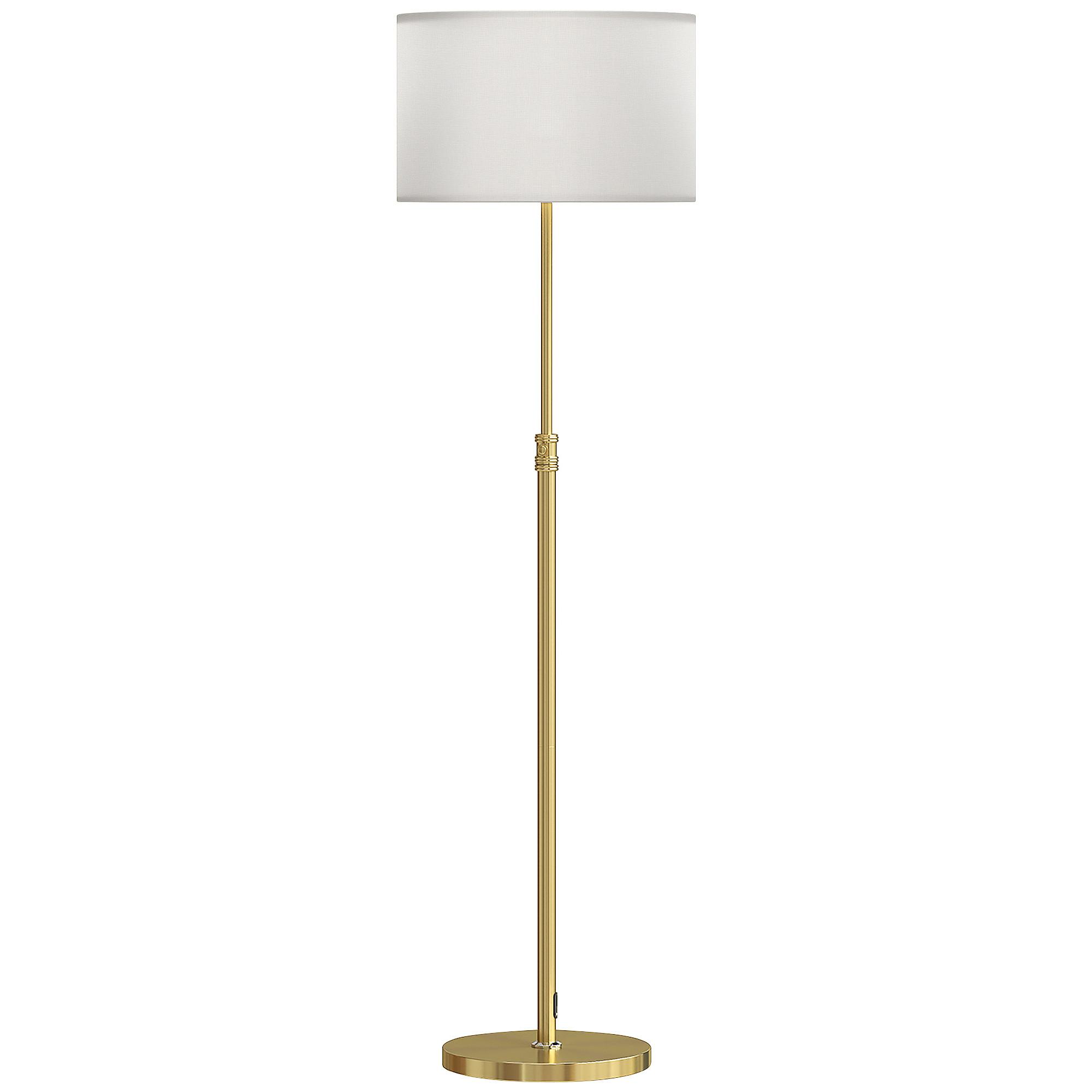 STEHLAMPE dimmbar mit Leinen-Lampenschirm Gold - Goldfarben, Metall (40/40/168cm) - HOMCOM