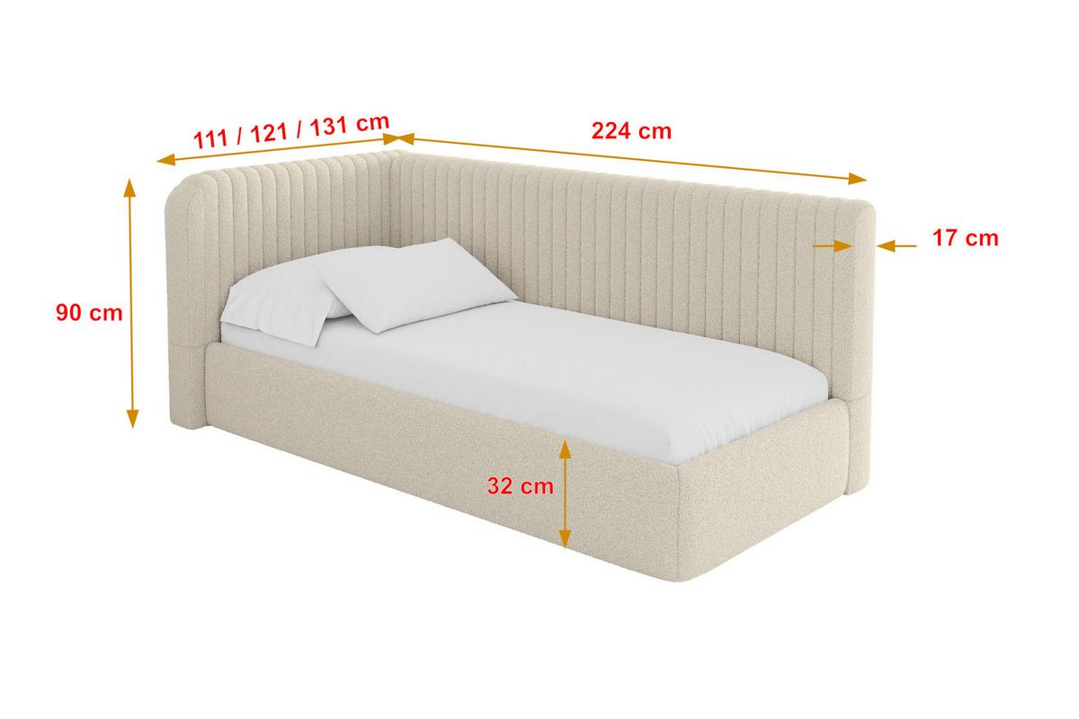 EINZELLBETT Jugendbett mit Bettkasten, Rechts - AURY 100x200 Dunkelbeige - Taupe, Holzwerkstoff/Textil (100/200cm) - ALTDECOR