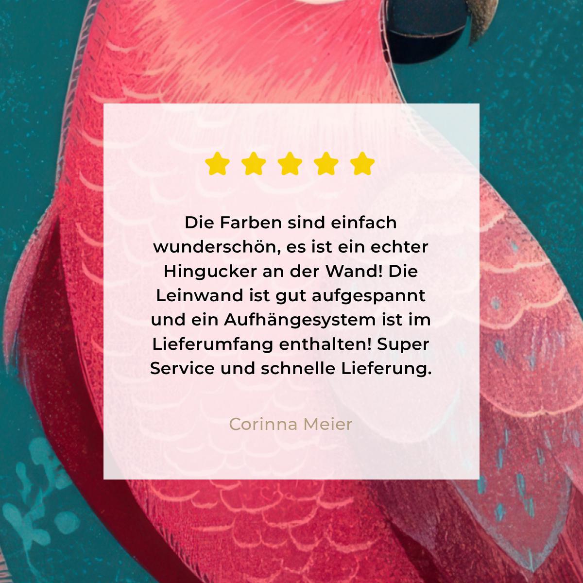 LEINWANDBILD Kakadu - Tropische Blätter - Zweig Wandbild Wohnzimmer 60x80 cm - Petrol, Textil (60/80cm) - MuchoWow