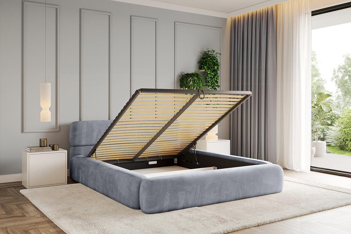 POLSTERBETT mit Bettkasten und Lattenrost, Bett mit Matratze H3/H4 - ENORA-V1 180x200 Grau - Grau, Holzwerkstoff/Textil (180/200cm) - ALTDECOR