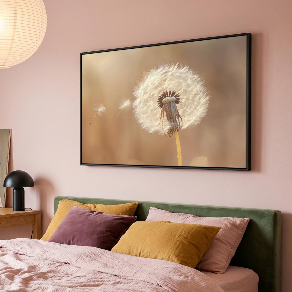 LEINWAND Bilder mit Rahmen - Löwenzahn - Beige - Natur - Blume - 120x80 - Hellbraun, Textil (120/80cm) - MuchoWow