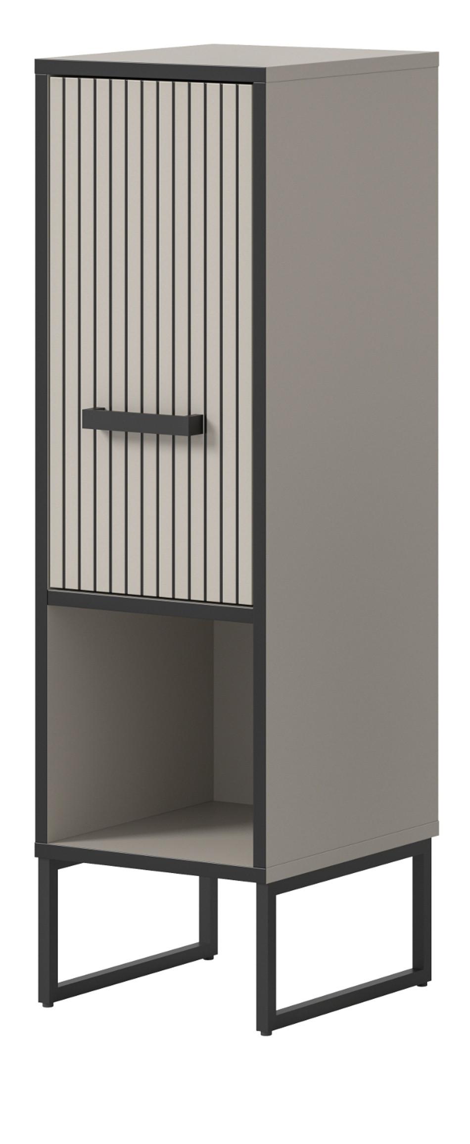 KOMMODE schwarz, sand 30 cm, Badschrank mit Soft-Close - Sandfarben/Schwarz, Holzwerkstoff/Metall (30/101/32cm) - Inn.Furn