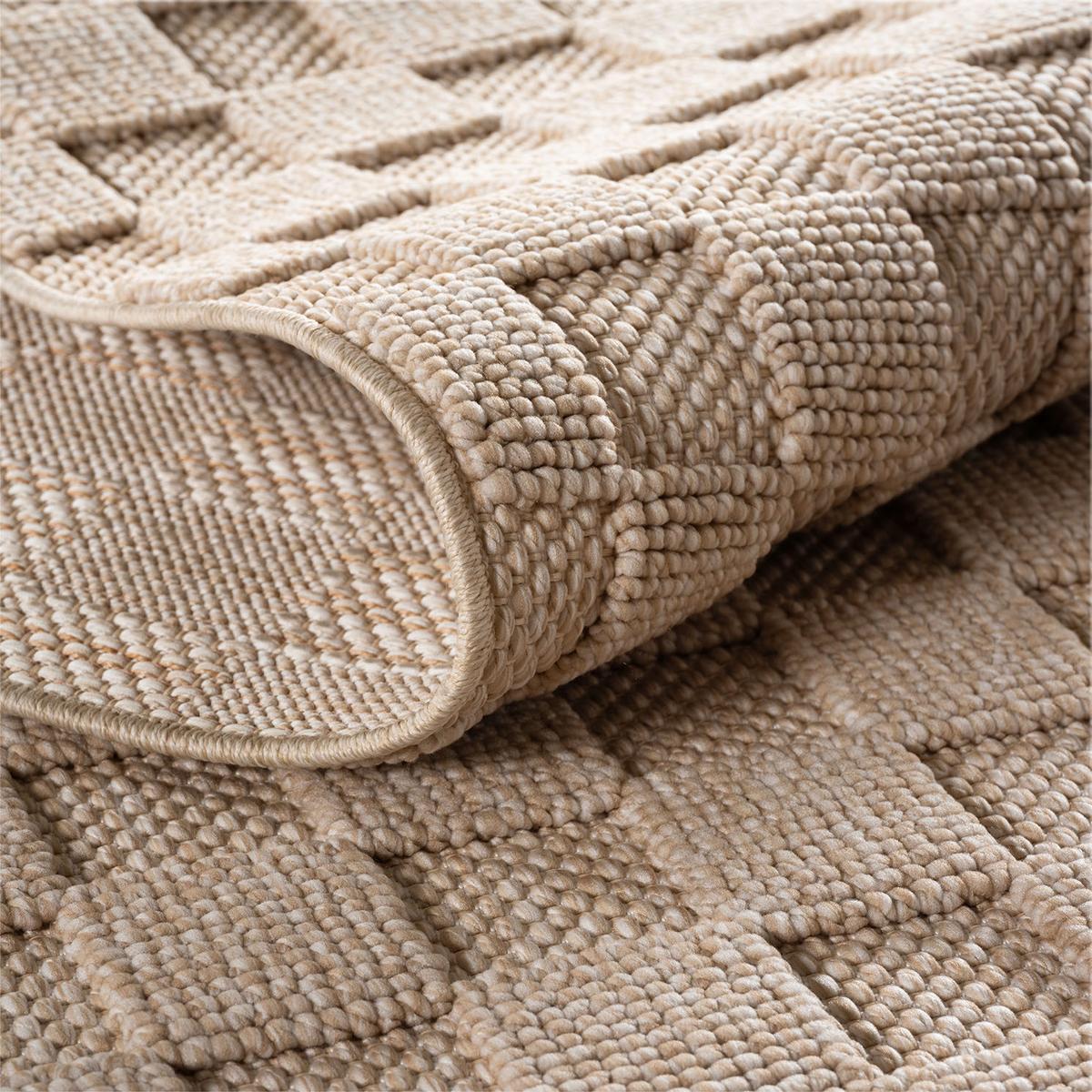 TEPPICH Flachgewebe LANGAU in Beige, mit Schachbrettmuster, 140 x 200 cm - Beige, Textil (140/200cm) - KADIMA DESIGN