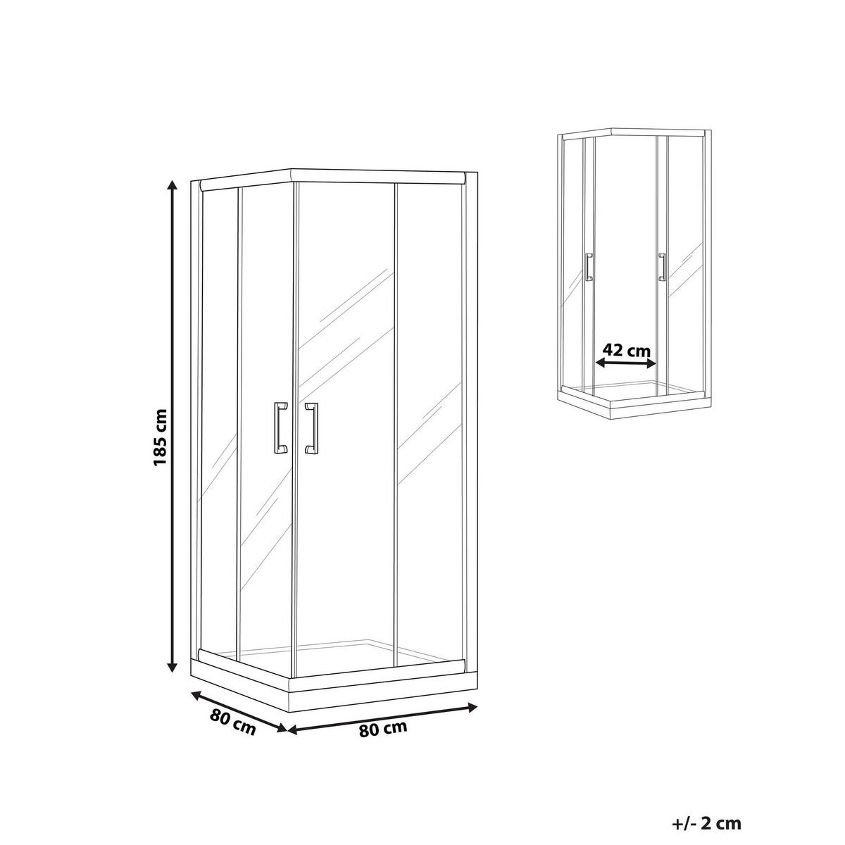 DUSCHKABINE 80/80/185 cm Schwarz Tela - Transparent/Schwarz, Glas (80/80/185cm) - Beliani