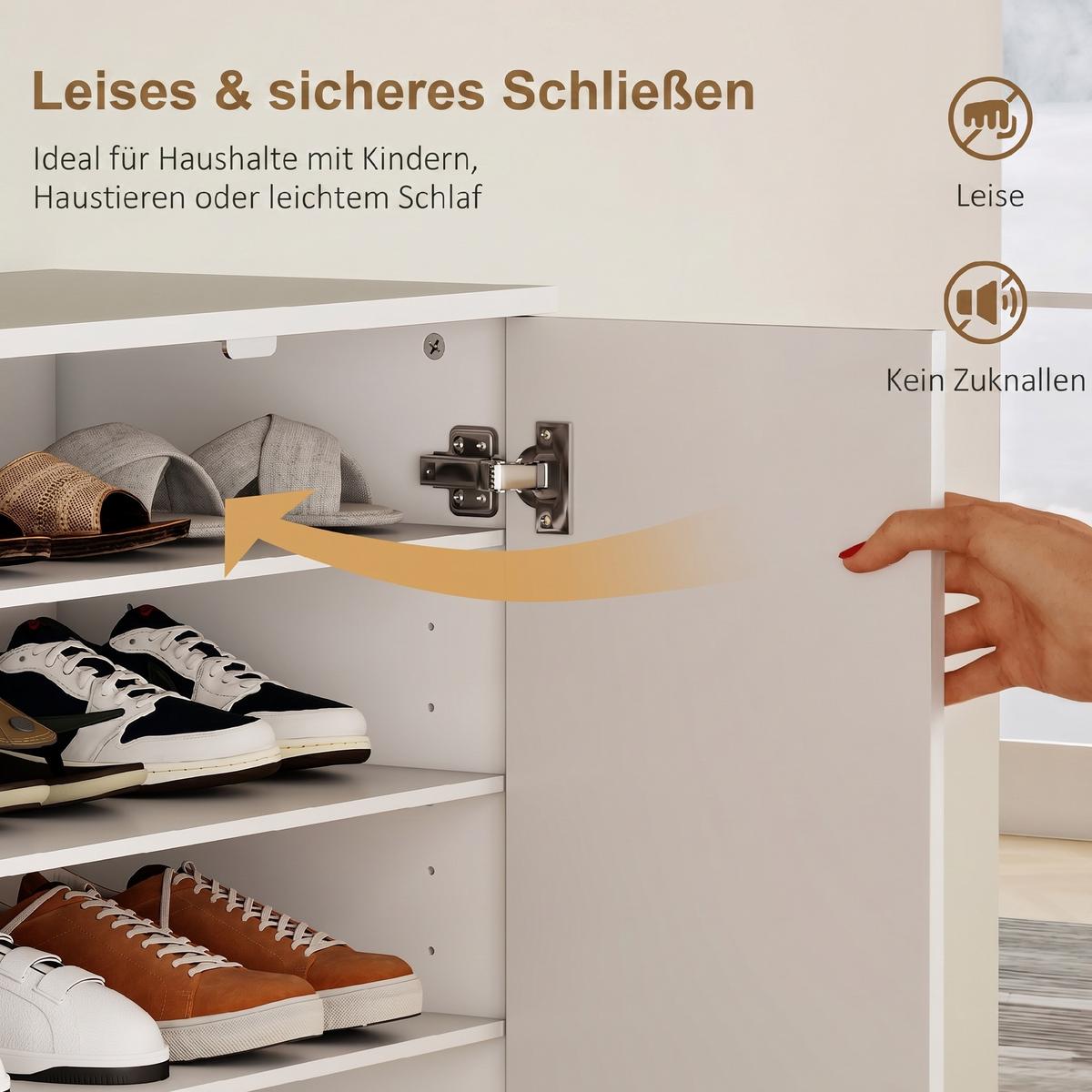 SCHUHSCHRANK Spanplatte Naturholz - Alufarben/Naturfarben, Holzwerkstoff/Metall (70/108/35cm) - HOMCOM